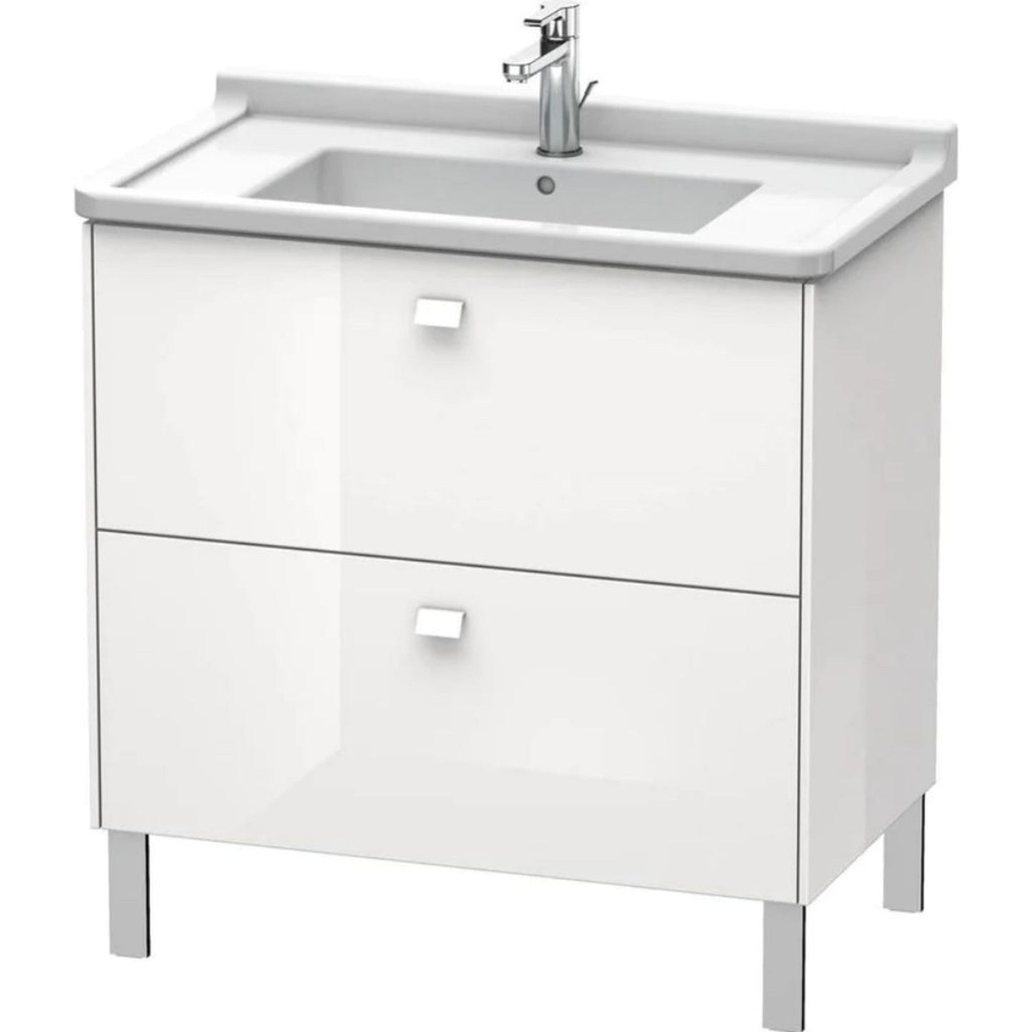 Duravit Brioso BR44220 32" x 27" x 18" Two Drawer Floor Standing Vanity Unit in White High Gloss