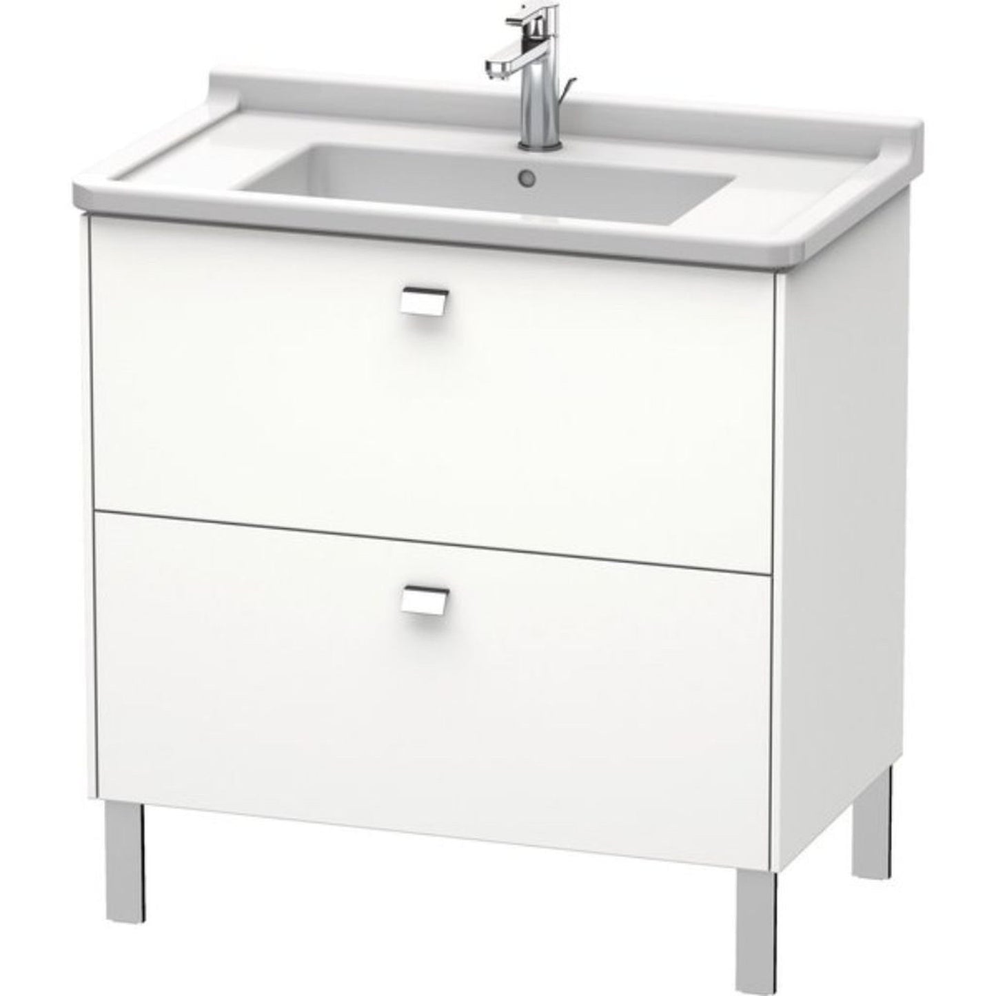Duravit Brioso BR44220 32" x 27" x 18" Two Drawer Floor Standing Vanity Unit in White Matt and Chrome Handle