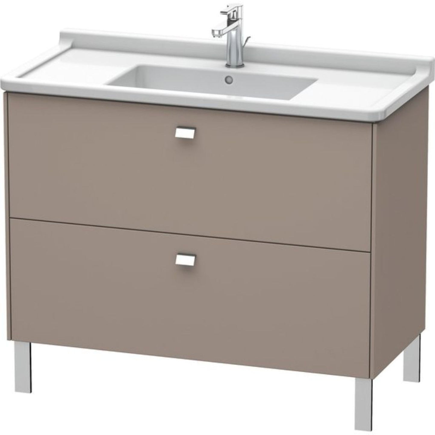 Duravit Brioso BR44230 40" x 27" x 18" Two Drawer Floor Standing Vanity Unit in Basalt Matt and Chrome Handle
