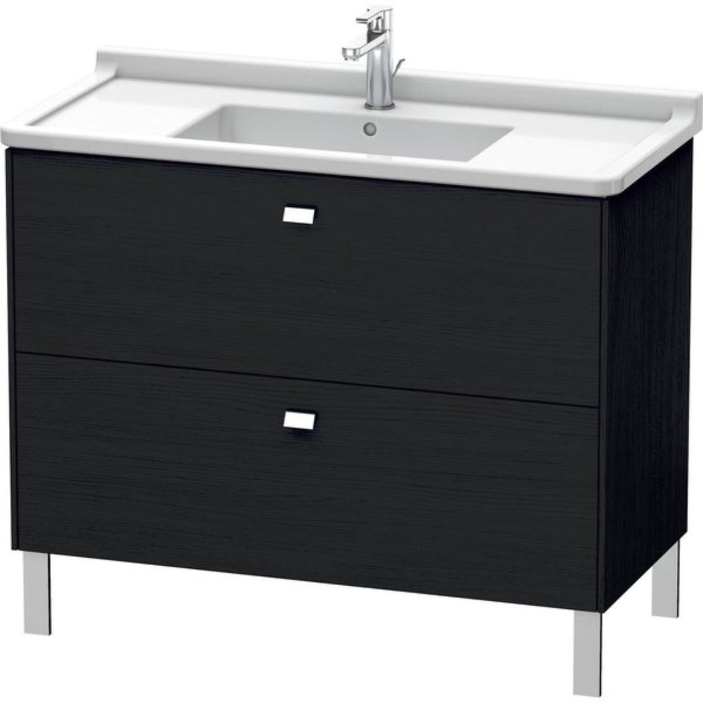 Duravit Brioso BR44230 40" x 27" x 18" Two Drawer Floor Standing Vanity Unit in Black Oak and Chrome Handle
