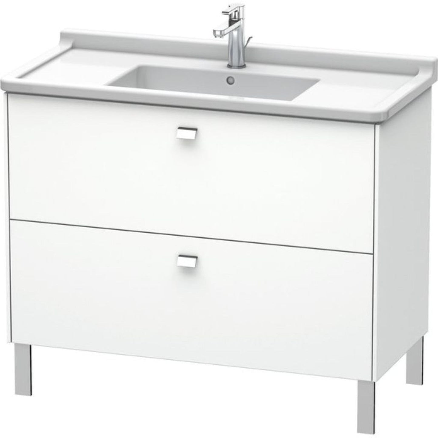 Duravit Brioso BR44230 40" x 27" x 18" Two Drawer Floor Standing Vanity Unit in White Matt and Chrome Handle