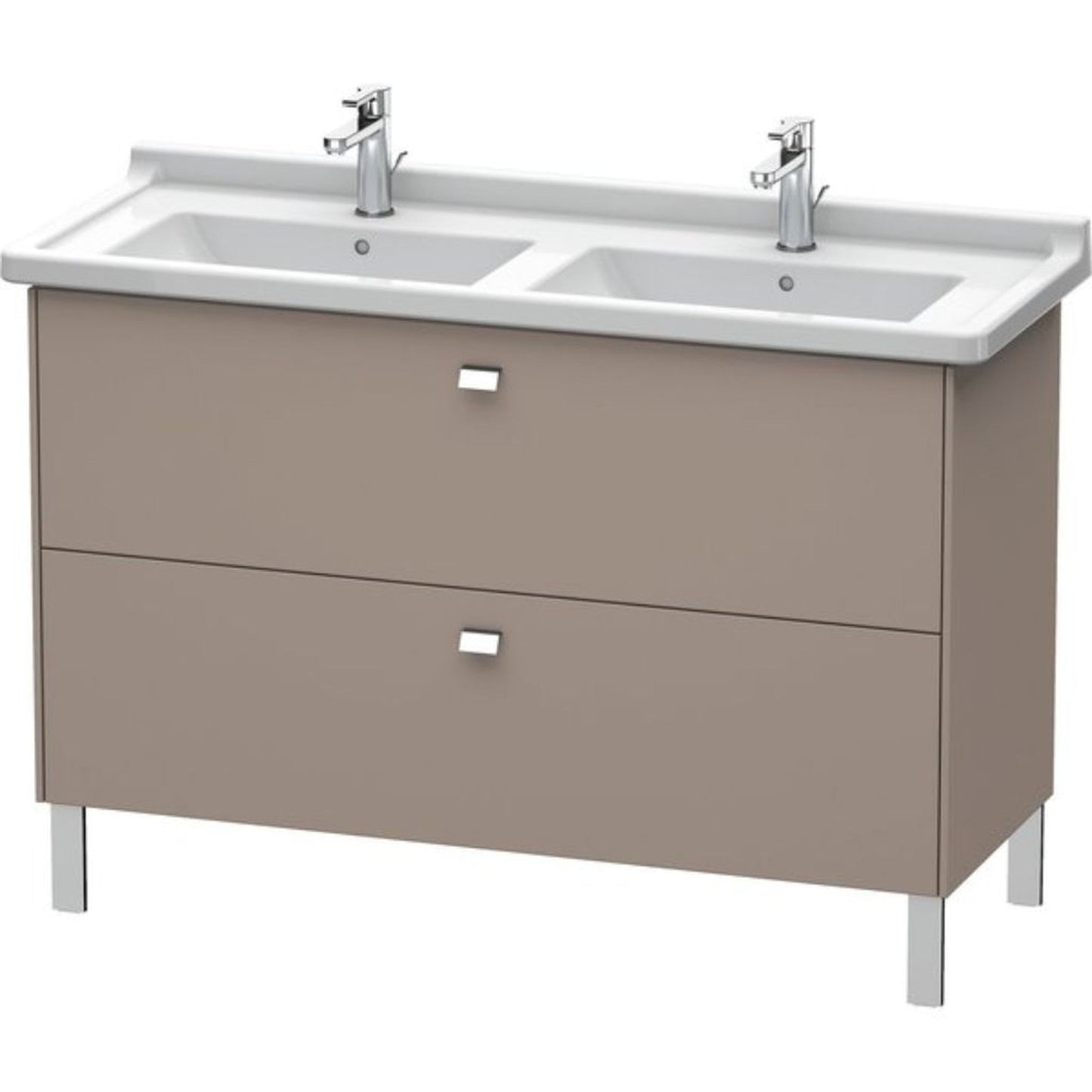 Duravit Brioso BR44240 48" x 27" x 18" Two Drawer Floor Standing Vanity Unit in Basalt Matt and Chrome Handle