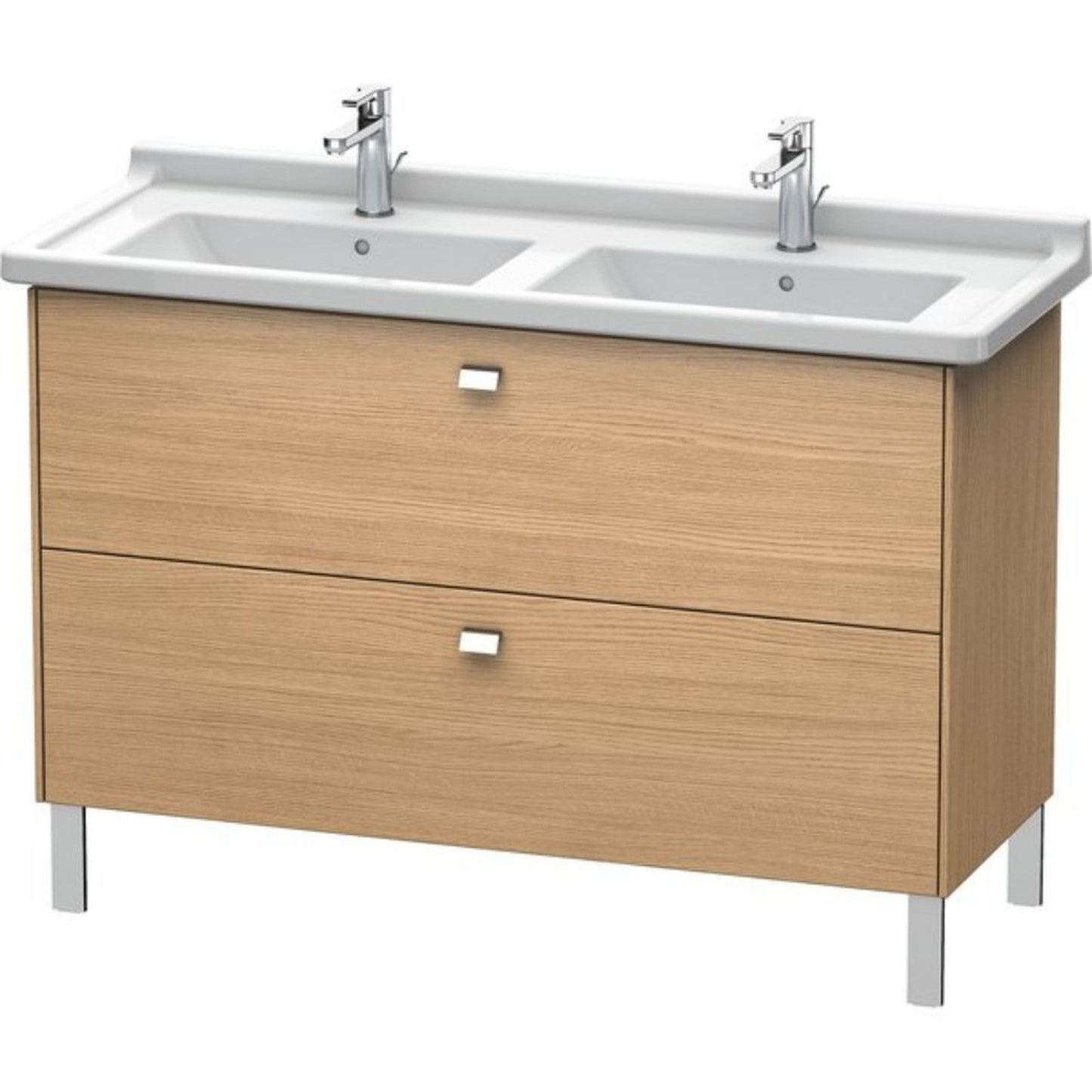 Duravit Brioso BR44240 48" x 27" x 18" Two Drawer Floor Standing Vanity Unit in European Oak and Chrome Handle