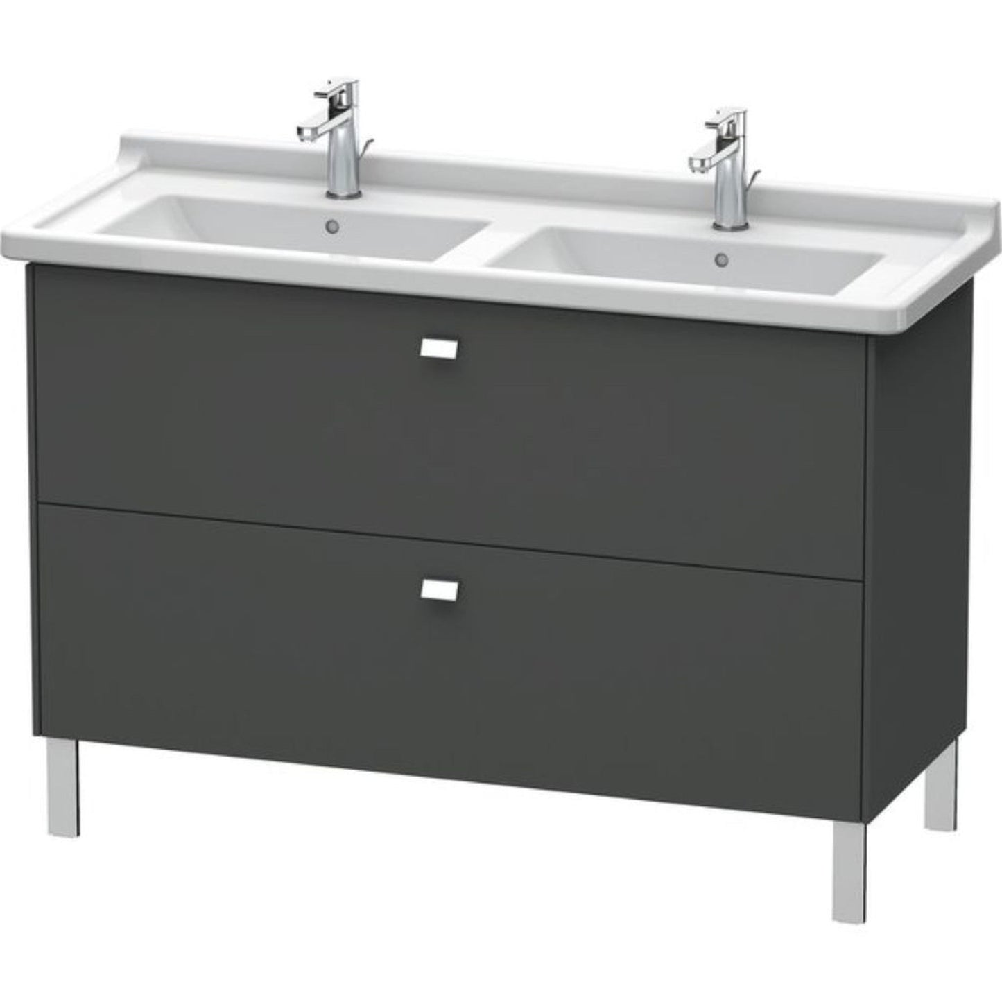 Duravit Brioso BR44240 48" x 27" x 18" Two Drawer Floor Standing Vanity Unit in Graphite Matt and Chrome Handle