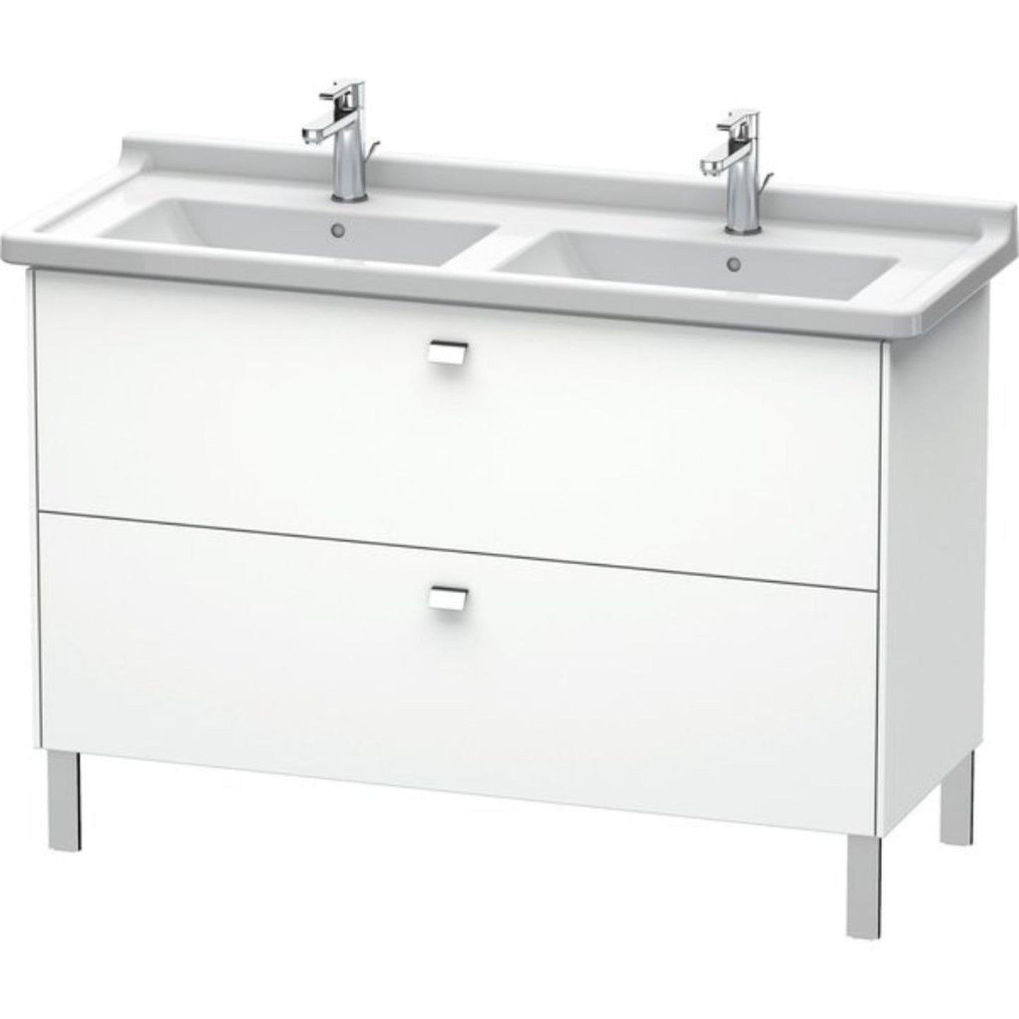 Duravit Brioso BR44240 48" x 27" x 18" Two Drawer Floor Standing Vanity Unit in White Matt and Chrome Handle
