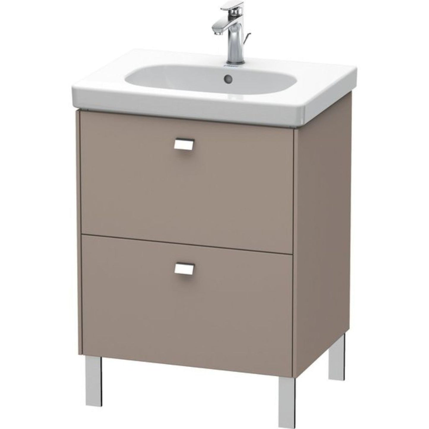 Duravit Brioso BR44250 24" x 27" x 18" Two Drawer Floor Standing Vanity Unit in Basalt Matt and Chrome Handle