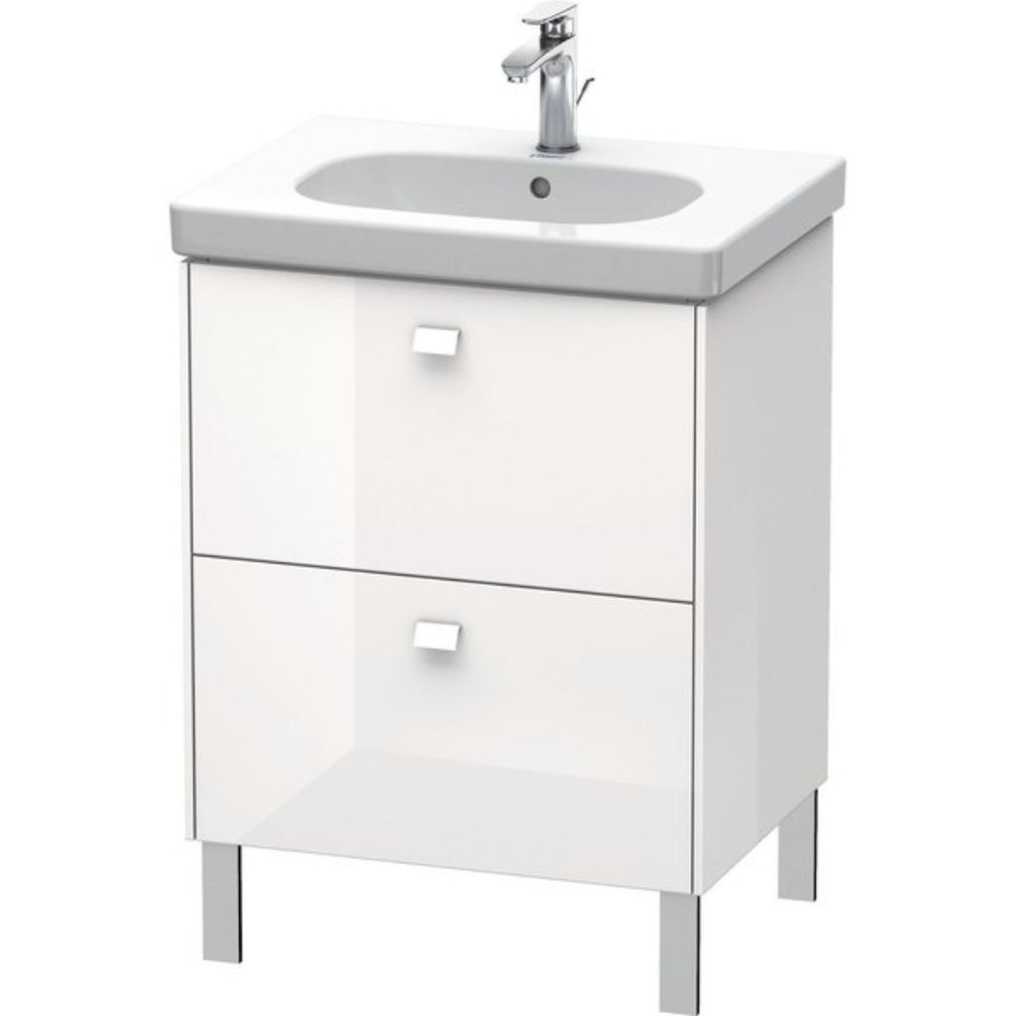 Duravit Brioso BR44250 24" x 27" x 18" Two Drawer Floor Standing Vanity Unit in White High Gloss