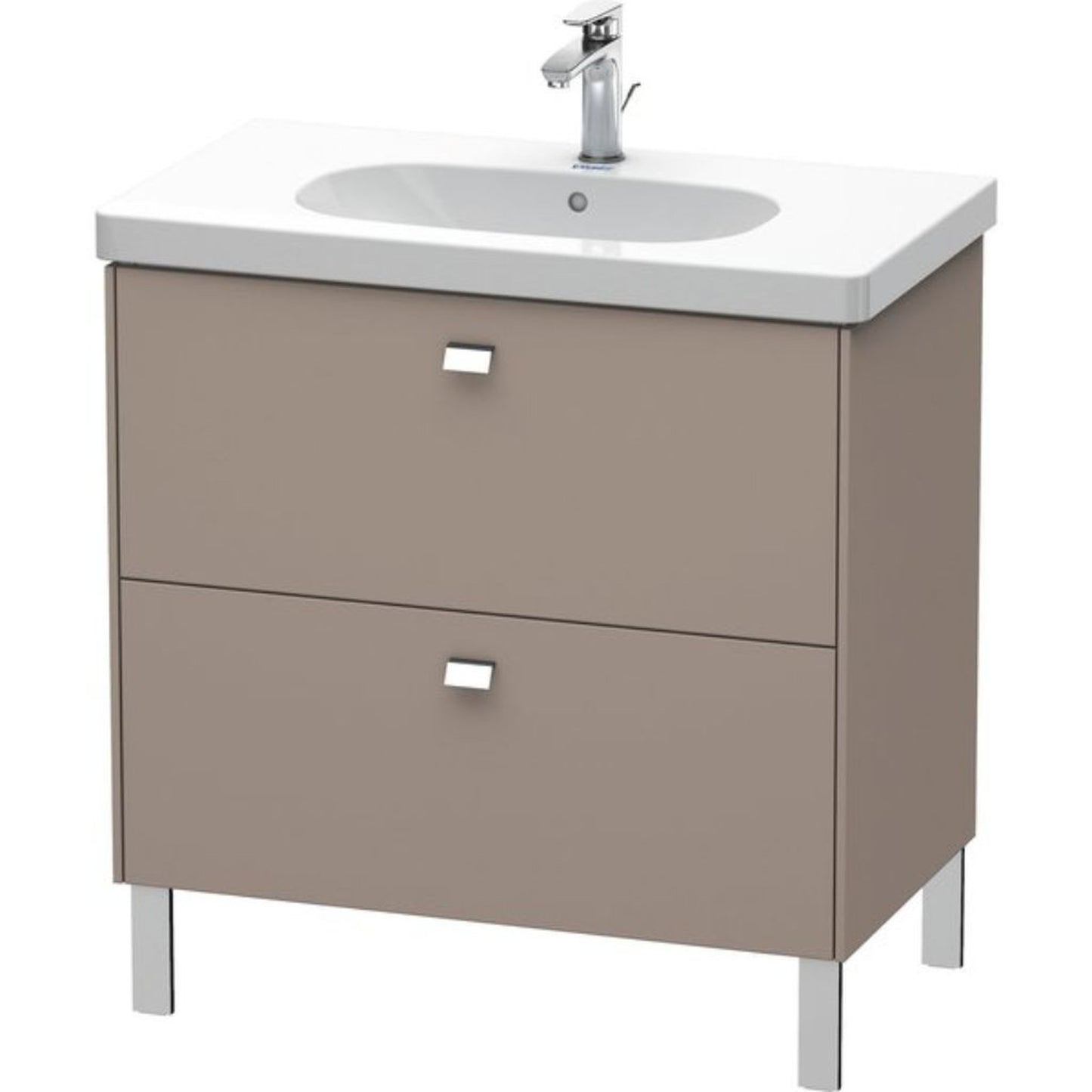 Duravit Brioso BR44260 32" x 27" x 18" Two Drawer Floor Standing Vanity Unit in Basalt Matt and Chrome Handle