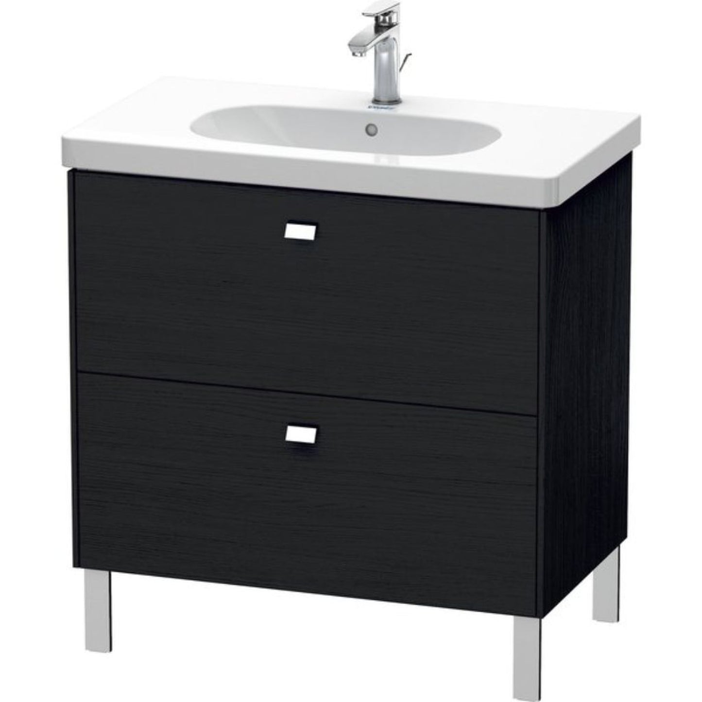 Duravit Brioso BR44260 32" x 27" x 18" Two Drawer Floor Standing Vanity Unit in Black Oak and Chrome Handle