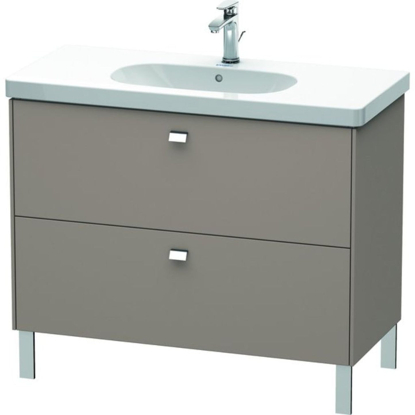 Duravit Brioso BR44270 40" x 27" x 18" Two Drawer Floor Standing Vanity Unit in Basalt Matt and Chrome Handle