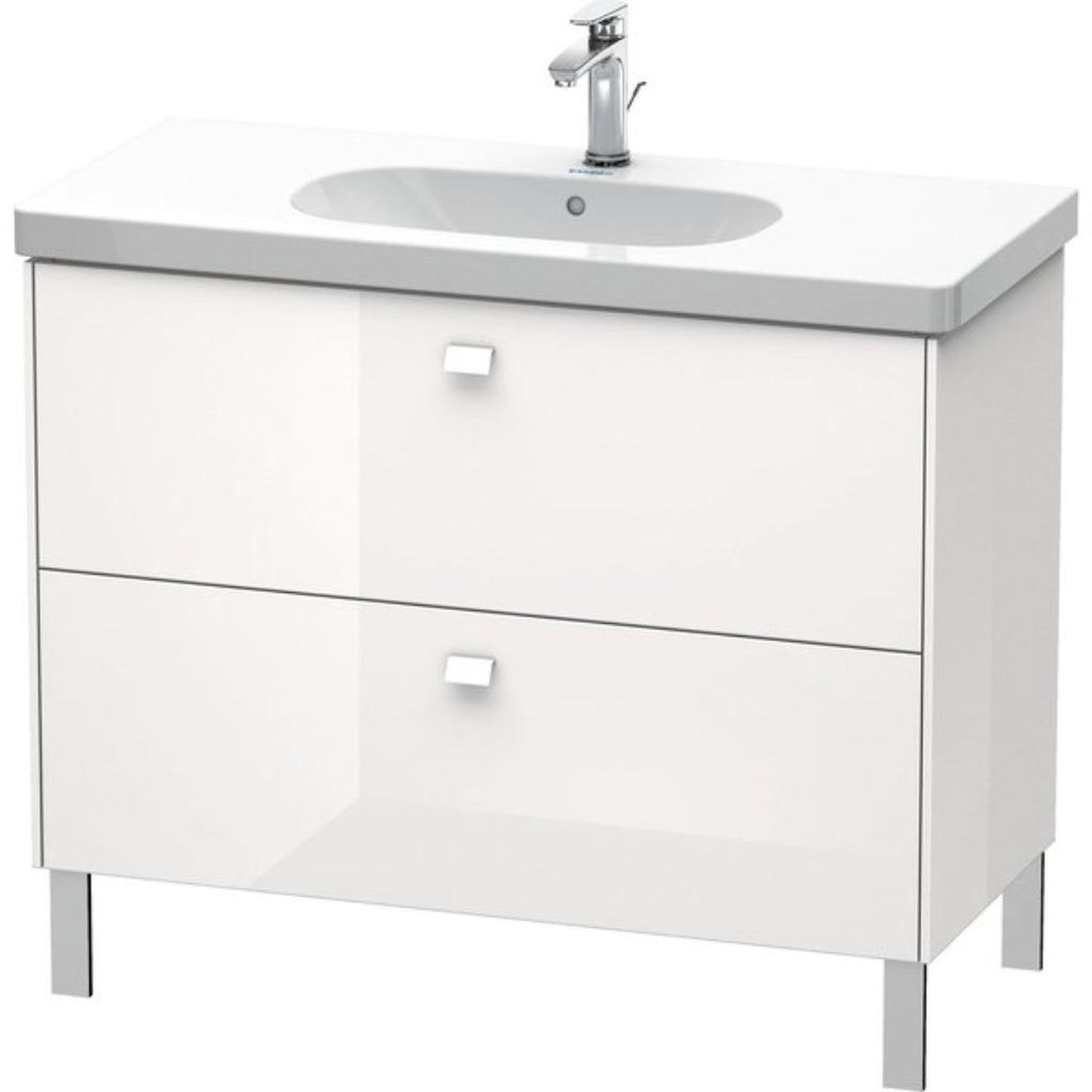 Duravit Brioso BR44270 40" x 27" x 18" Two Drawer Floor Standing Vanity Unit in White High Gloss