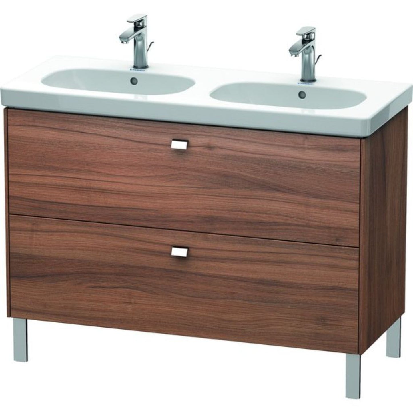 Duravit Brioso BR44280 46" x 27" x 18" Two Drawer Floor Standing Vanity Unit in Natural Walnut and Chrome Handle