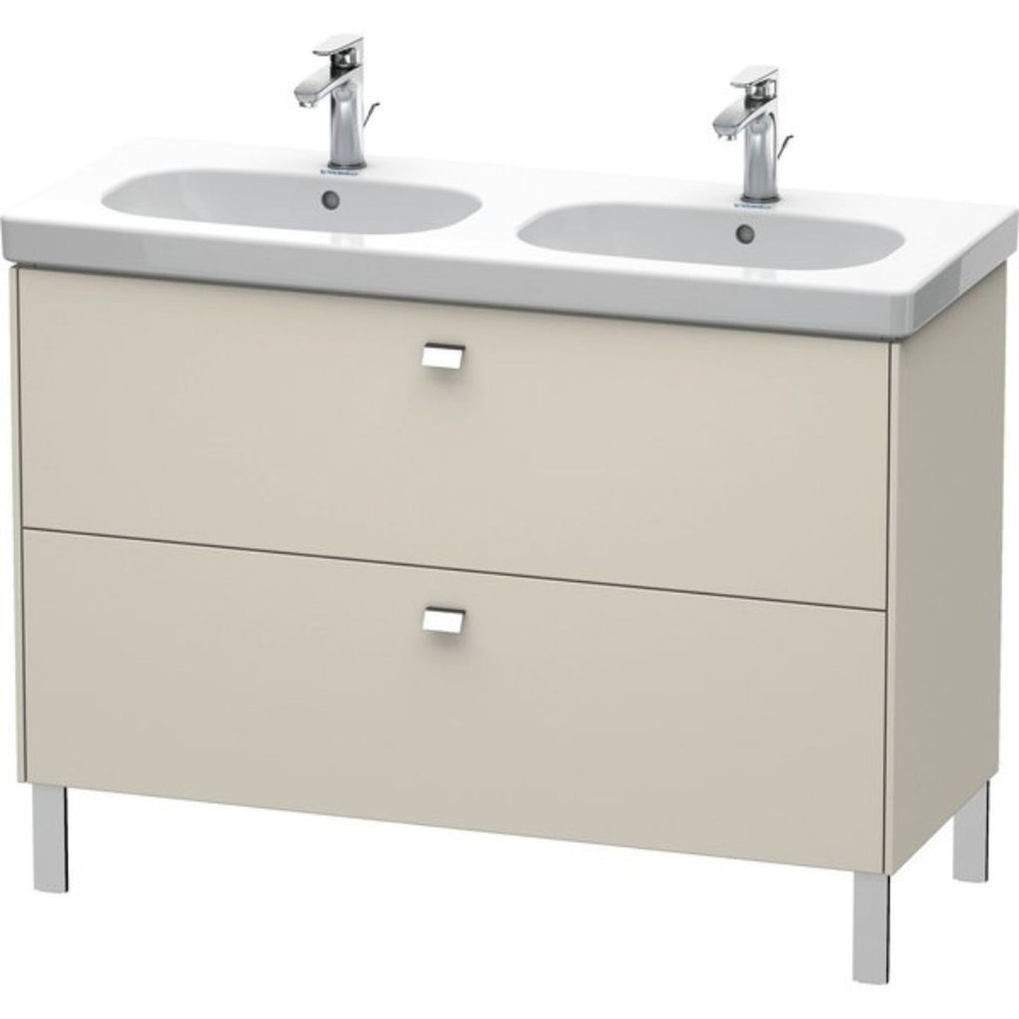 Duravit Brioso BR44280 46" x 27" x 18" Two Drawer Floor Standing Vanity Unit in Taupe and Chrome Handle