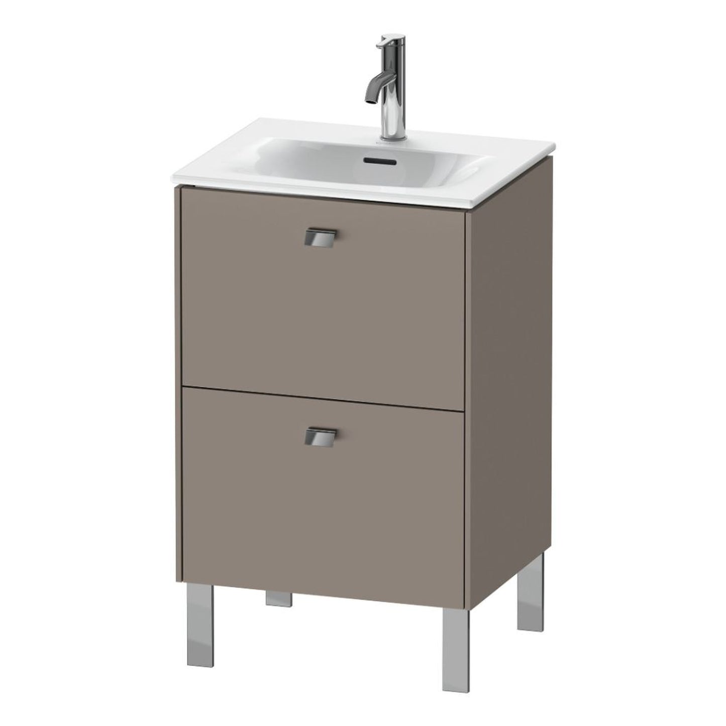 Duravit Brioso BR45090 20" x 27" x 16" Two Drawer Floor Standing Vanity Unit in Basalt Matt and Chrome Handle