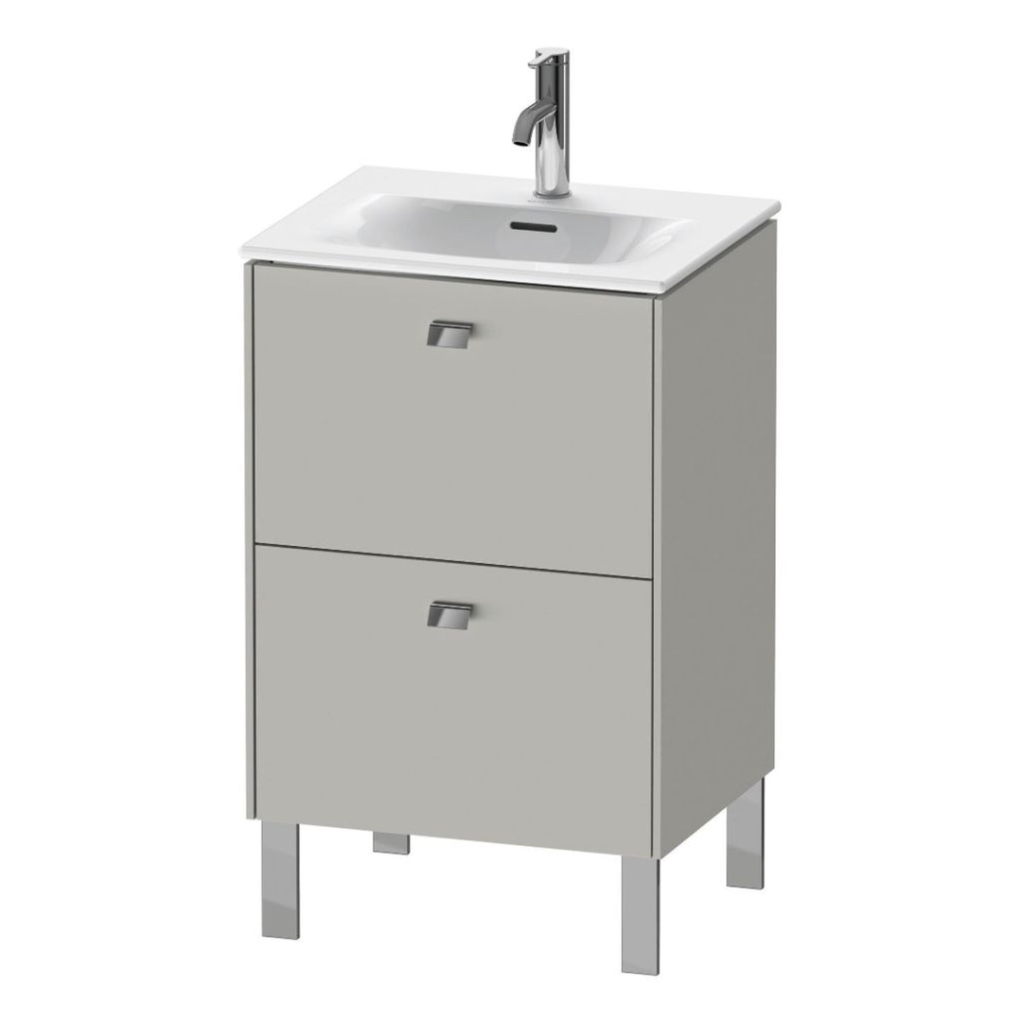 Duravit Brioso BR45090 20" x 27" x 16" Two Drawer Floor Standing Vanity Unit in Concrete Grey Matt and Chrome Handle