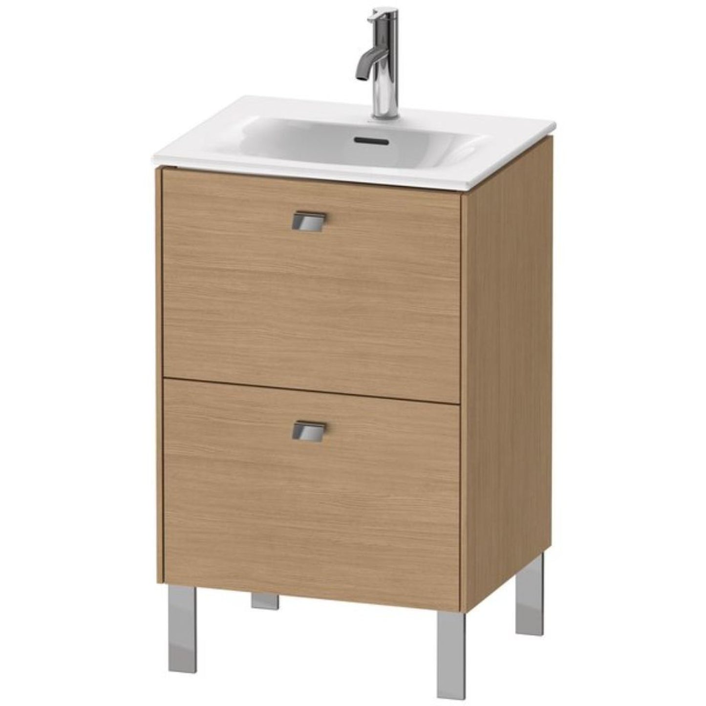 Duravit Brioso BR45090 20" x 27" x 16" Two Drawer Floor Standing Vanity Unit in European Oak and Chrome Handle