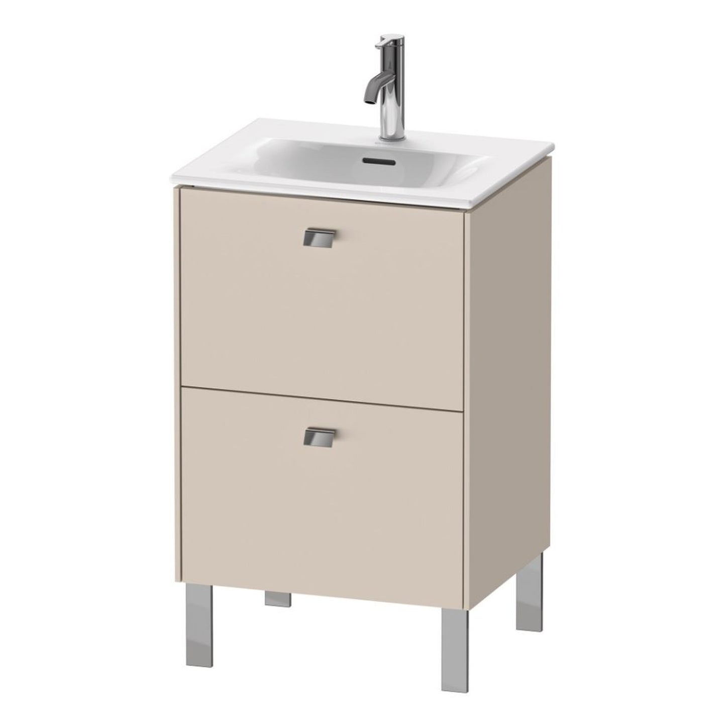Duravit Brioso BR45090 20" x 27" x 16" Two Drawer Floor Standing Vanity Unit in Taupe and Chrome Handle