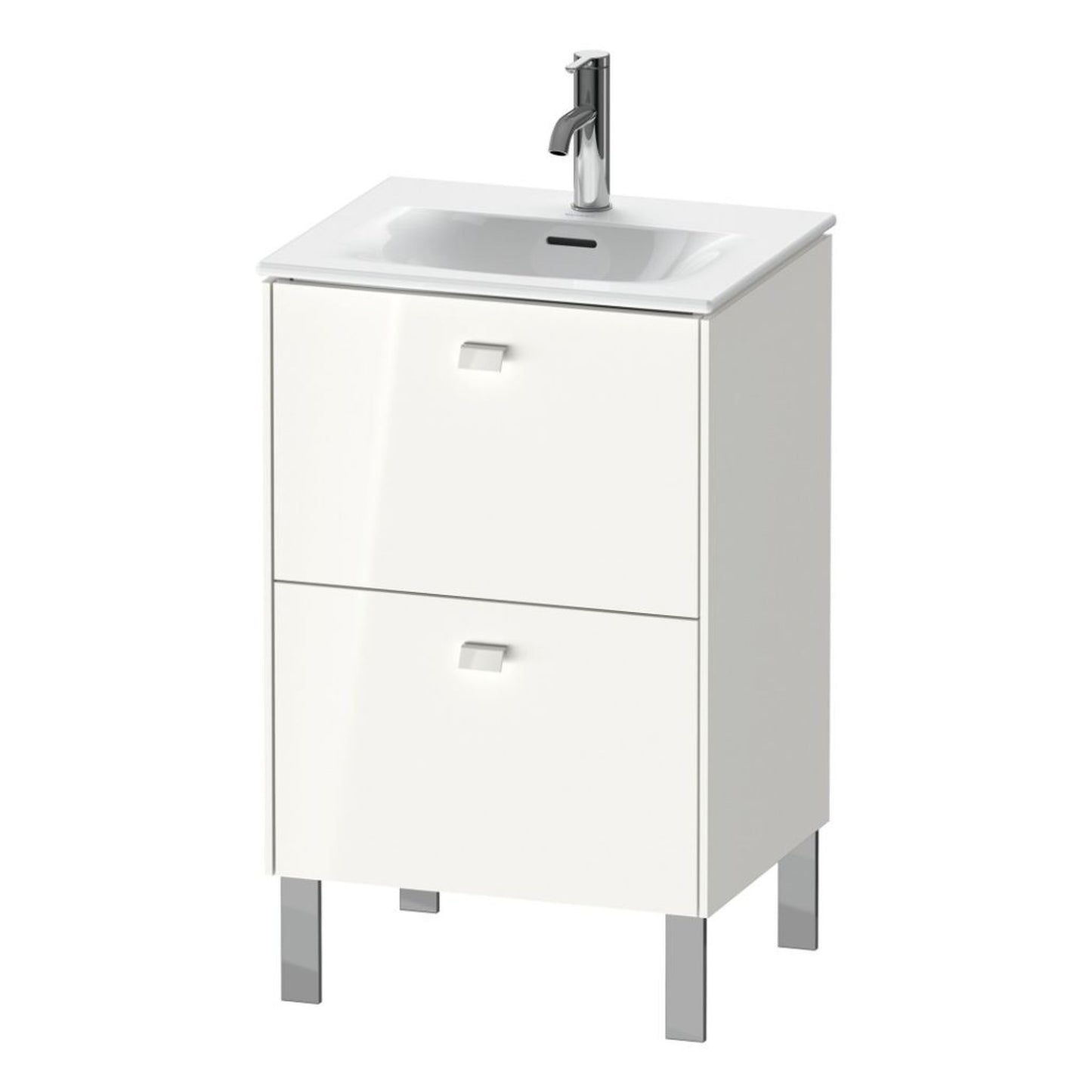 Duravit Brioso BR45090 20" x 27" x 16" Two Drawer Floor Standing Vanity Unit in White High Gloss