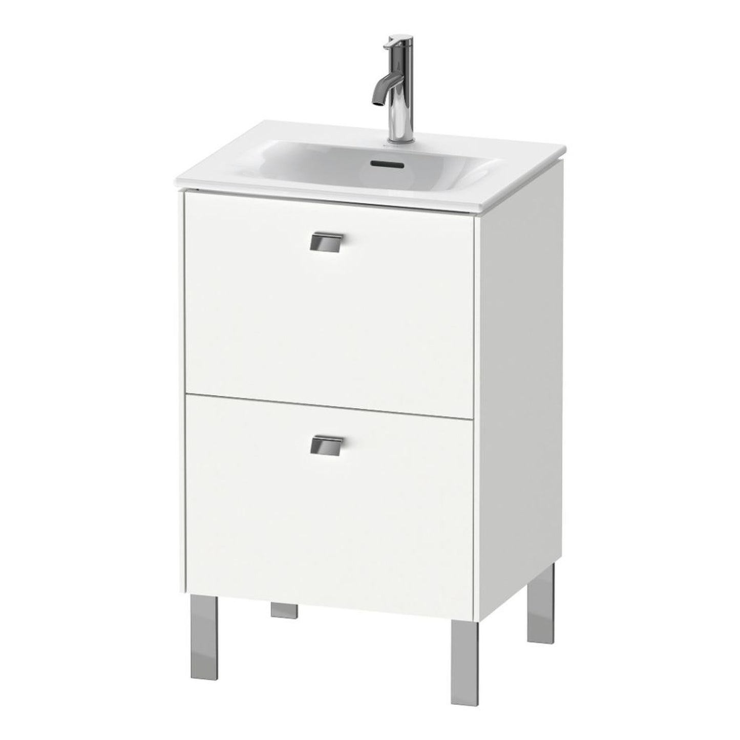 Duravit Brioso BR45090 20" x 27" x 16" Two Drawer Floor Standing Vanity Unit in White Matt and Chrome Handle