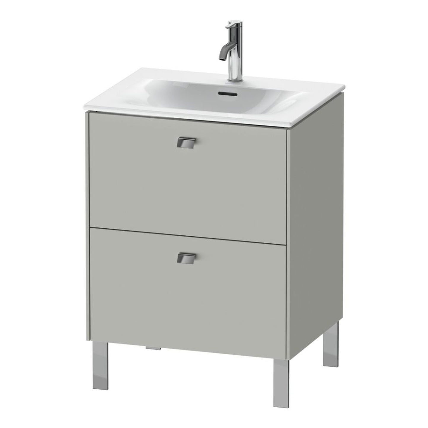 Duravit Brioso BR45100 24" x 27" x 19" Two Drawer Floor Standing Vanity Unit in Concrete Grey Matt and Chrome Handle