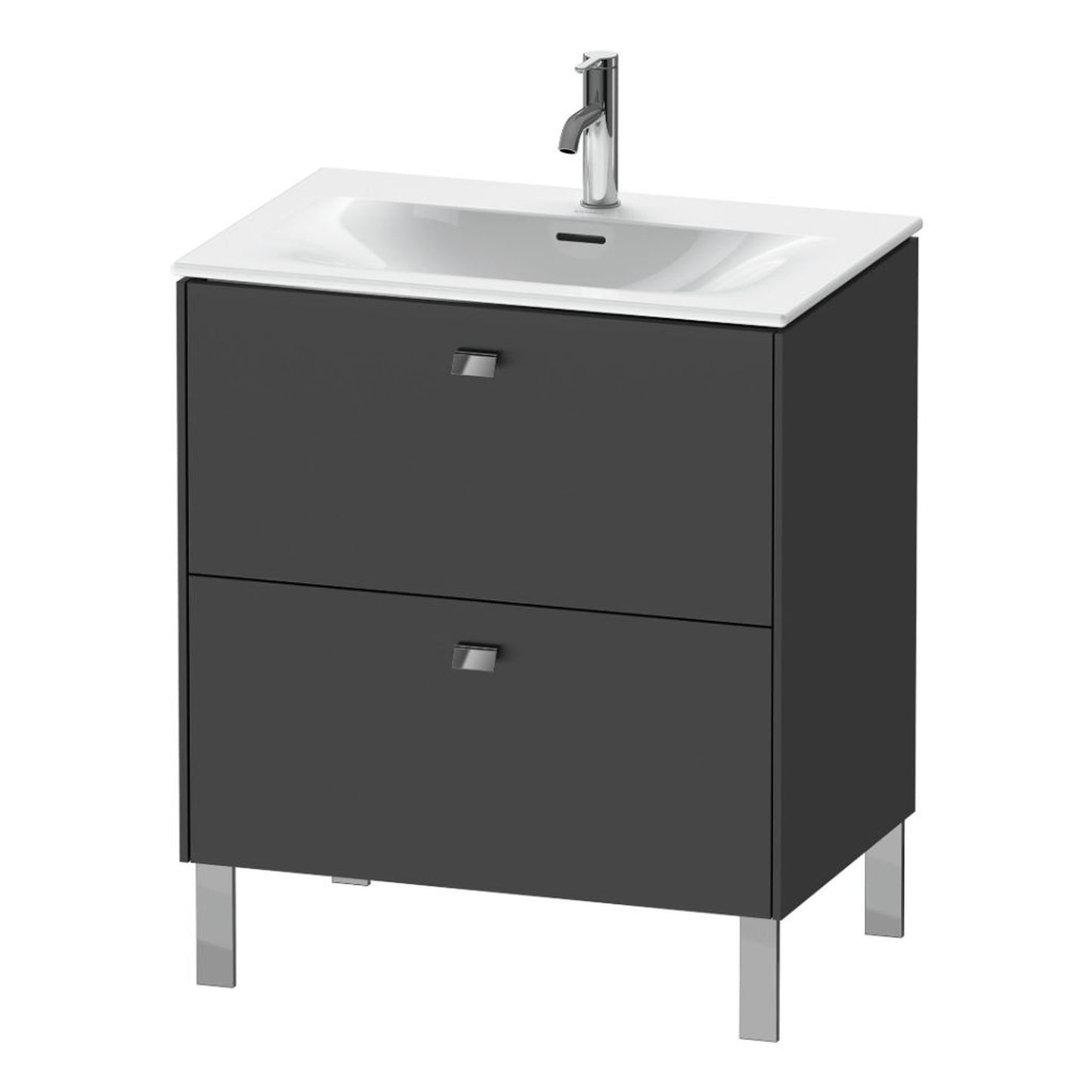 Duravit Brioso BR45110 28" x 27" x 19" Two Drawer Floor Standing Vanity Unit in Graphite Matt and Chrome Handle