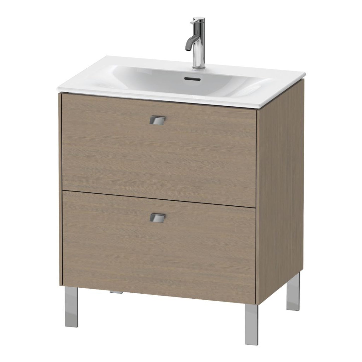 Duravit Brioso BR45110 28" x 27" x 19" Two Drawer Floor Standing Vanity Unit in Oak Terra and Chrome Handle