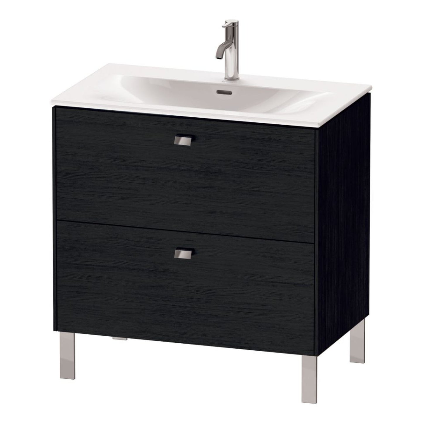 Duravit Brioso BR45120 32" x 27" x 19" Two Drawer Floor Standing Vanity Unit in Black Oak and Chrome Handle