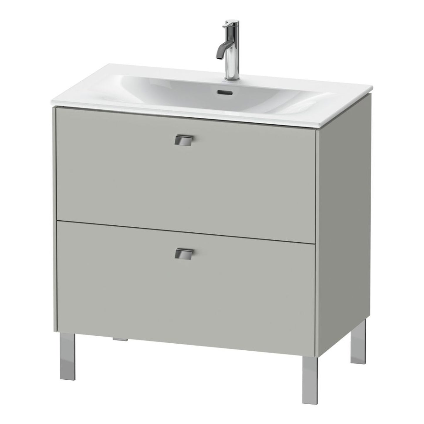 Duravit Brioso BR45120 32" x 27" x 19" Two Drawer Floor Standing Vanity Unit in Concrete Grey Matt and Chrome Handle