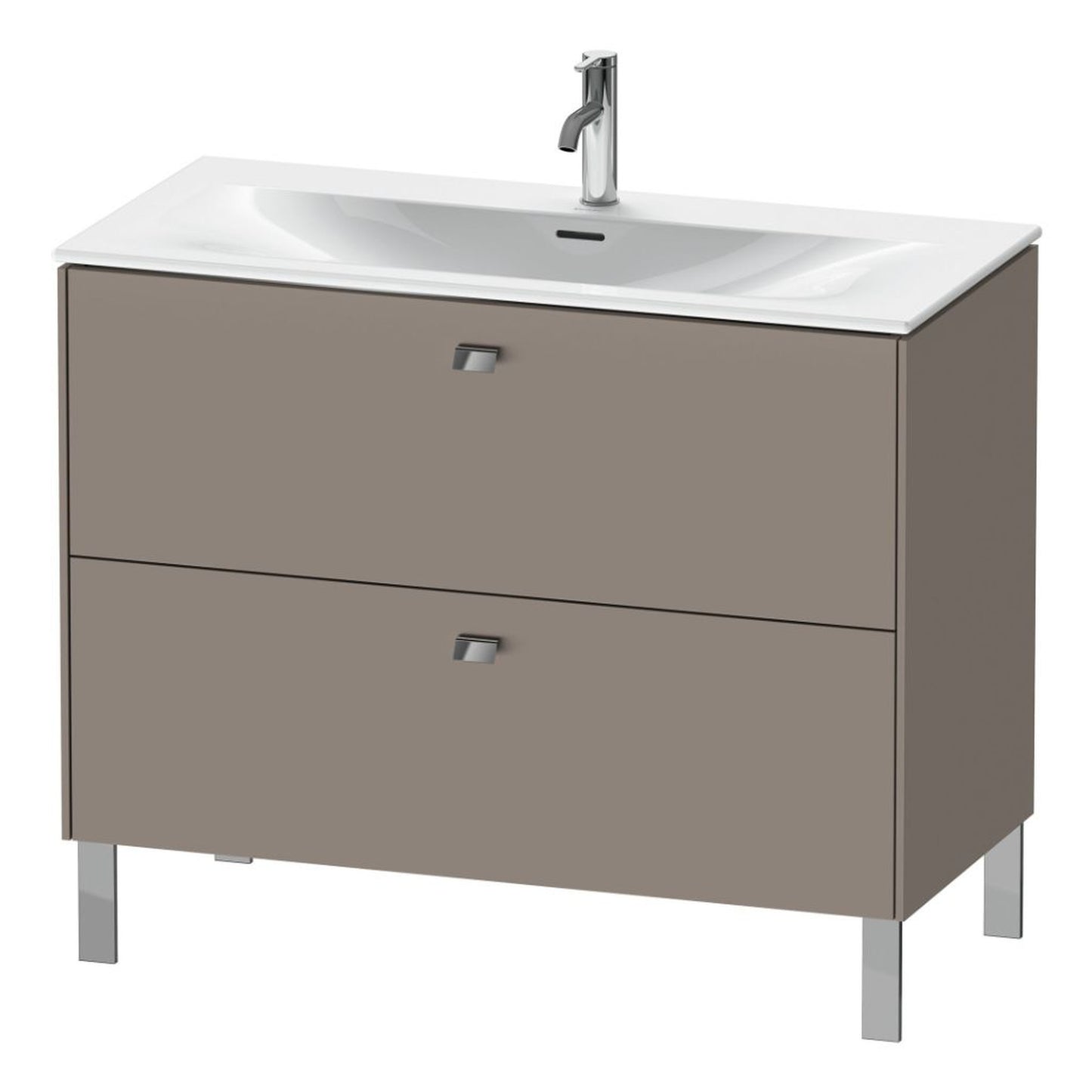 Duravit Brioso BR45130 40" x 27" x 19" Two Drawer Floor Standing Vanity Unit in Basalt Matt and Chrome Handle