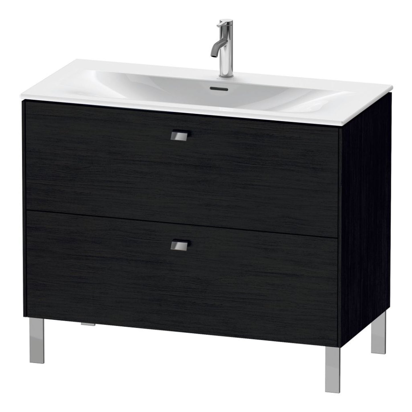 Duravit Brioso BR45130 40" x 27" x 19" Two Drawer Floor Standing Vanity Unit in Black Oak and Chrome Handle