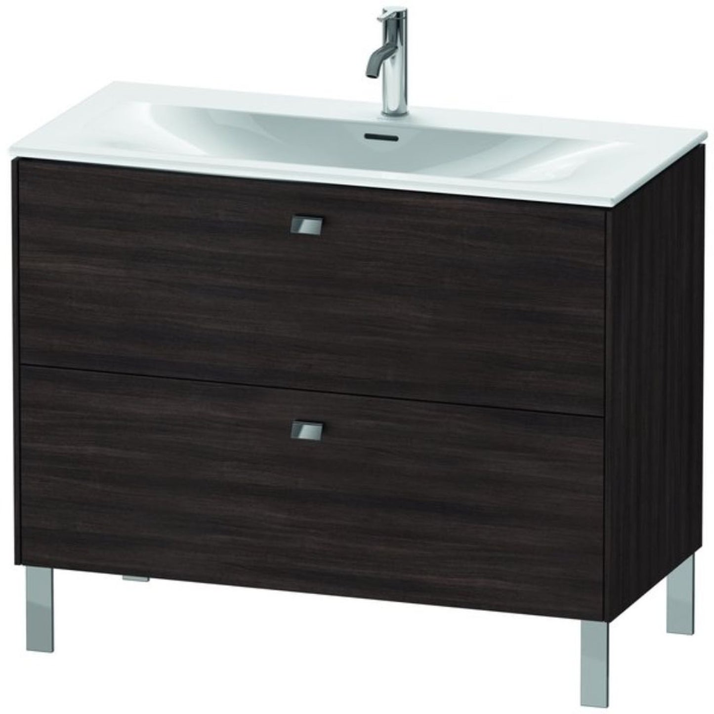Duravit Brioso BR45130 40" x 27" x 19" Two Drawer Floor Standing Vanity Unit in Chestnut Dark and Chrome Handle