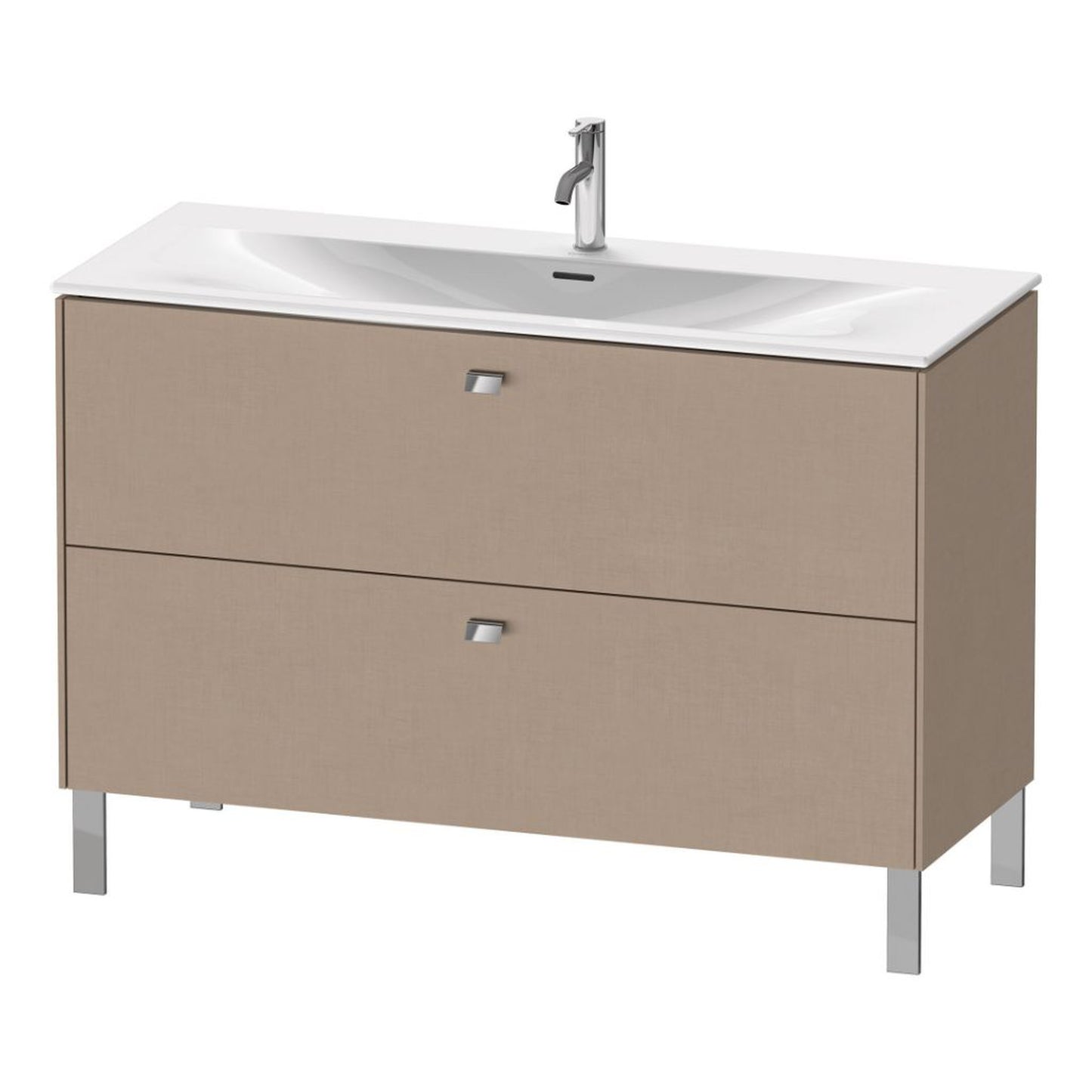 Duravit Brioso BR45140 48" x 27" x 19" Two Drawer Floor Standing Vanity Unit in Linen and Chrome Handle