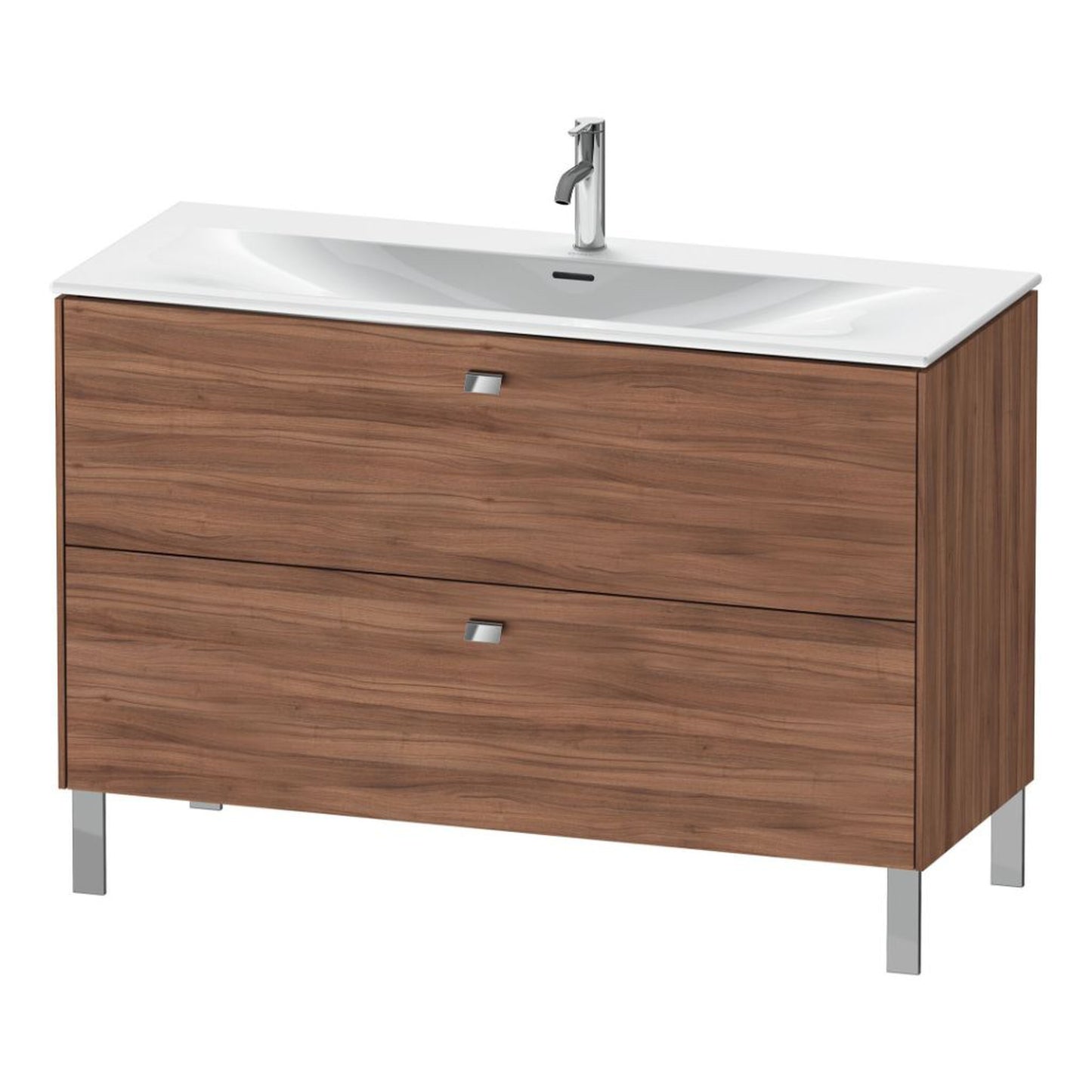 Duravit Brioso BR45140 48" x 27" x 19" Two Drawer Floor Standing Vanity Unit in Natural Walnut and Chrome Handle