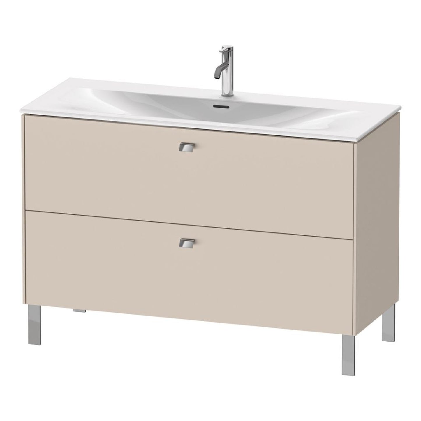 Duravit Brioso BR45140 48" x 27" x 19" Two Drawer Floor Standing Vanity Unit in Taupe and Chrome Handle