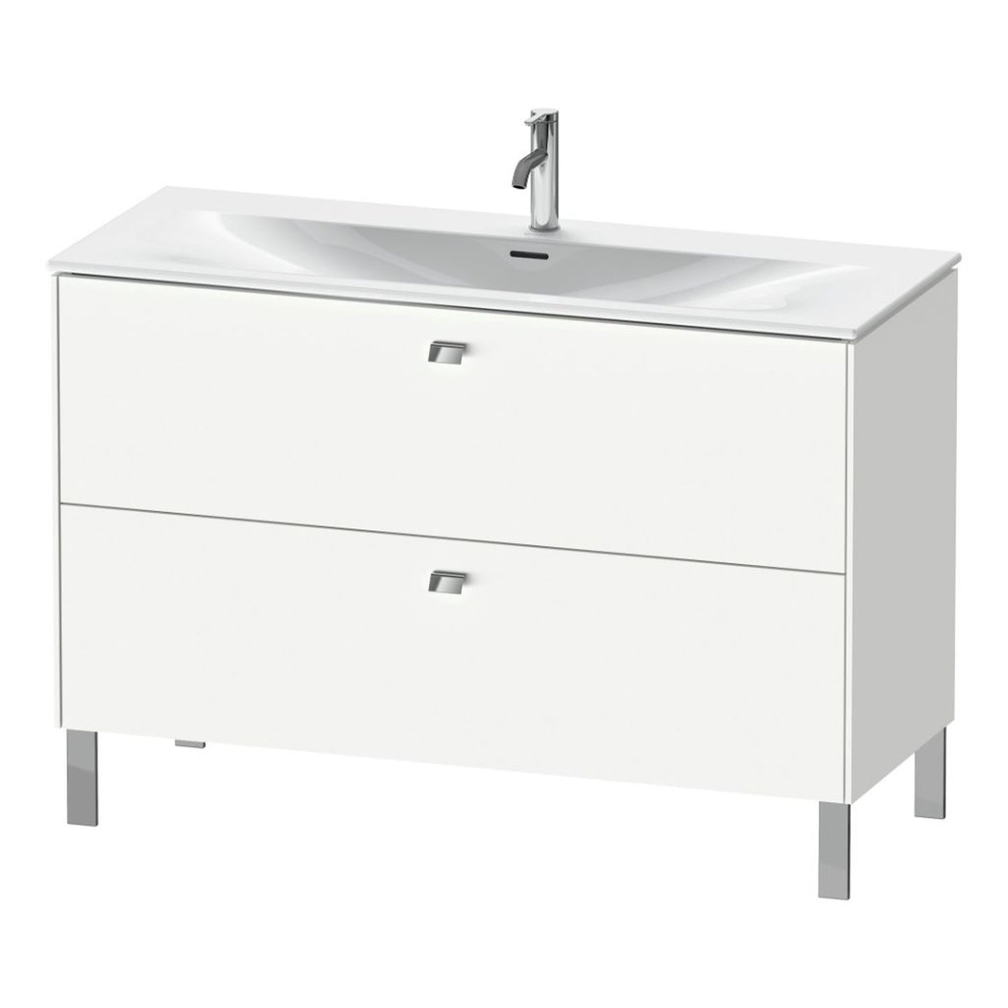 Duravit Brioso BR45140 48" x 27" x 19" Two Drawer Floor Standing Vanity Unit in White Matt and Chrome Handle