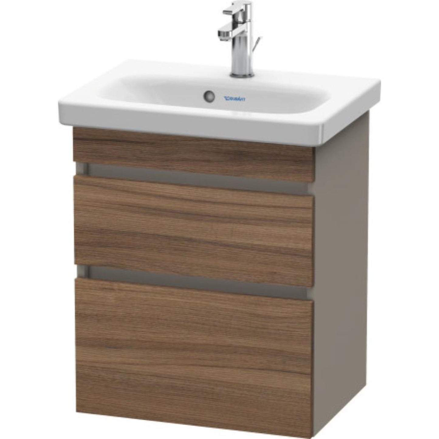 Duravit DuraStyle 20" x 24" x 14" Two Drawer Wall-Mount Vanity Unit in Natural Walnut and Basalt (DS640307943)