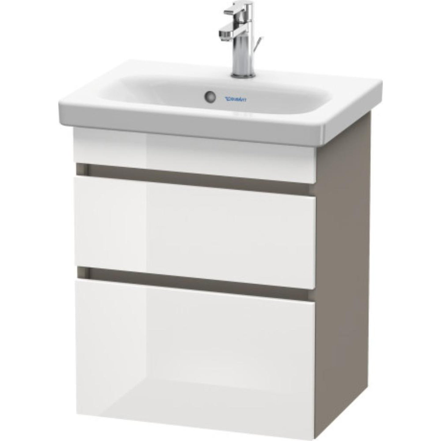Duravit DuraStyle 20" x 24" x 14" Two Drawer Wall-Mount Vanity Unit in White High Gloss and Basalt (DS640302243)