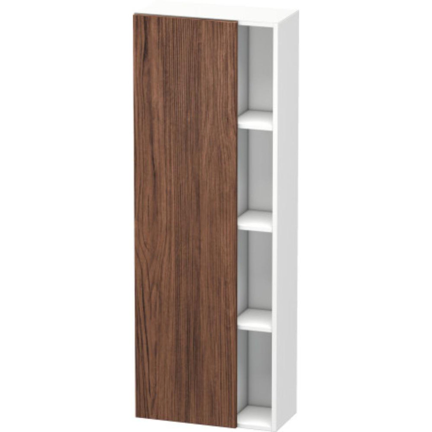 Duravit DuraStyle 20" x 55" x 9" Tall Cabinet With Left Hinge One Door in Walnut Dark and White (DS1238L2118)