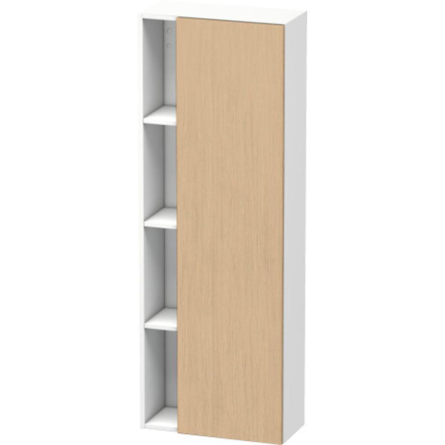 Duravit DuraStyle 20" x 55" x 9" Tall Cabinet With Right Hinge One Door in Natural Oak and White (DS1238R3018)