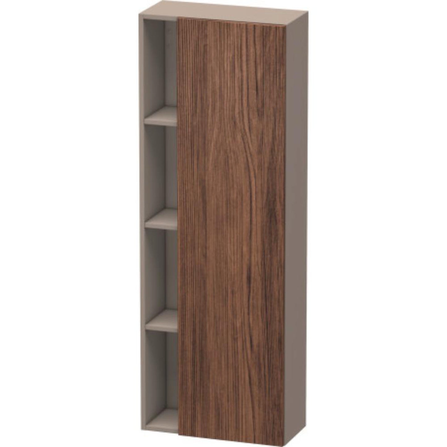 Duravit DuraStyle 20" x 55" x 9" Tall Cabinet With Right Hinge One Door in Walnut Dark and Basalt (DS1238R2143)