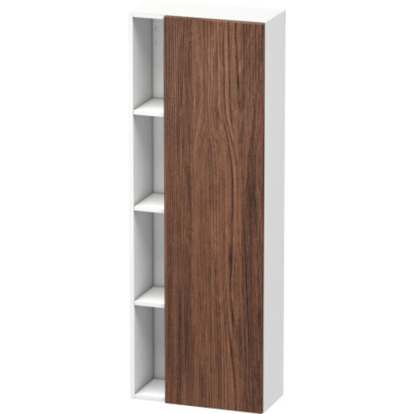 Duravit DuraStyle 20" x 55" x 9" Tall Cabinet With Right Hinge One Door in Walnut Dark and White (DS1238R2118)