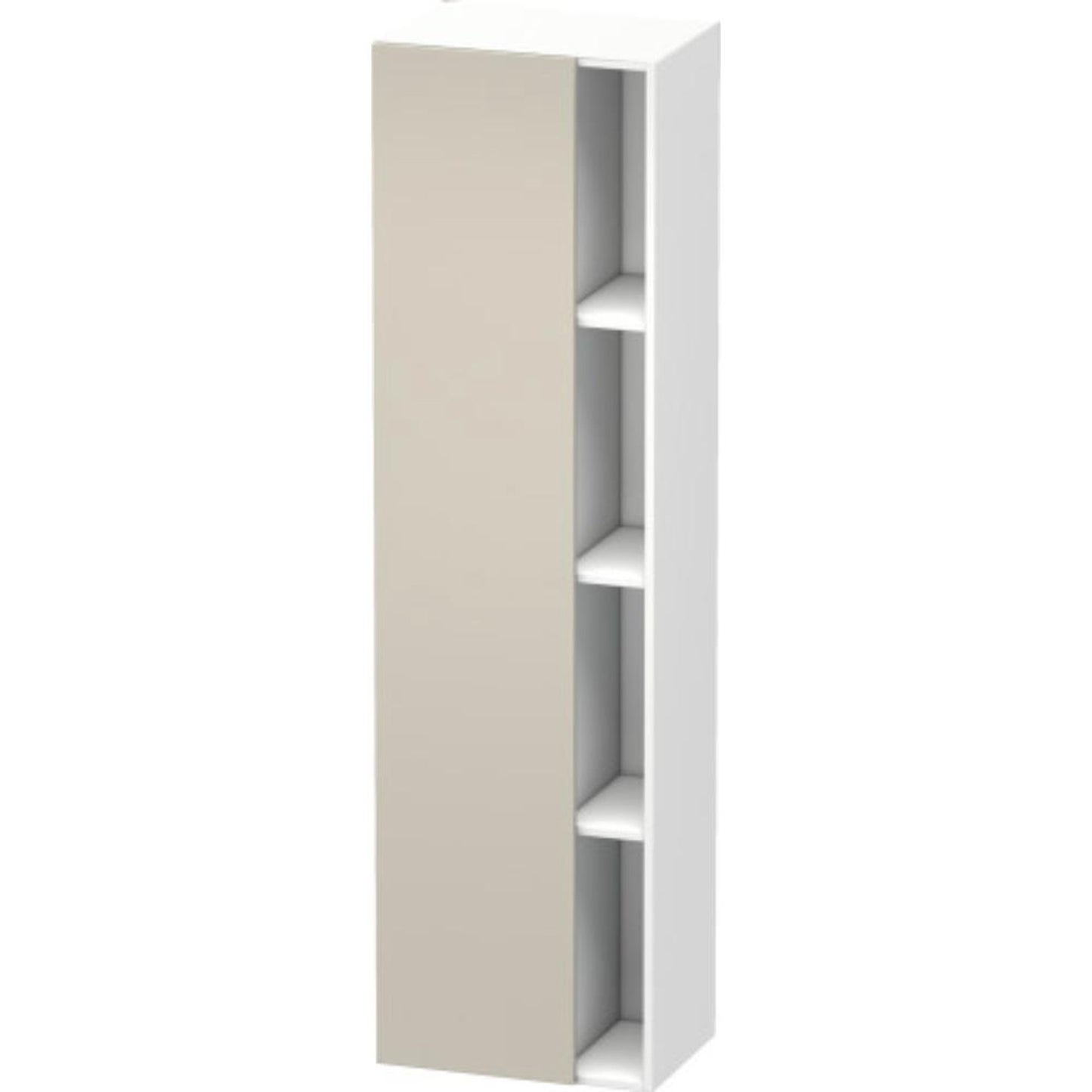 Duravit DuraStyle 20" x 71" x 14" Tall Cabinet With Left Hinge One Door in Taupe and White (DS1249L9118)