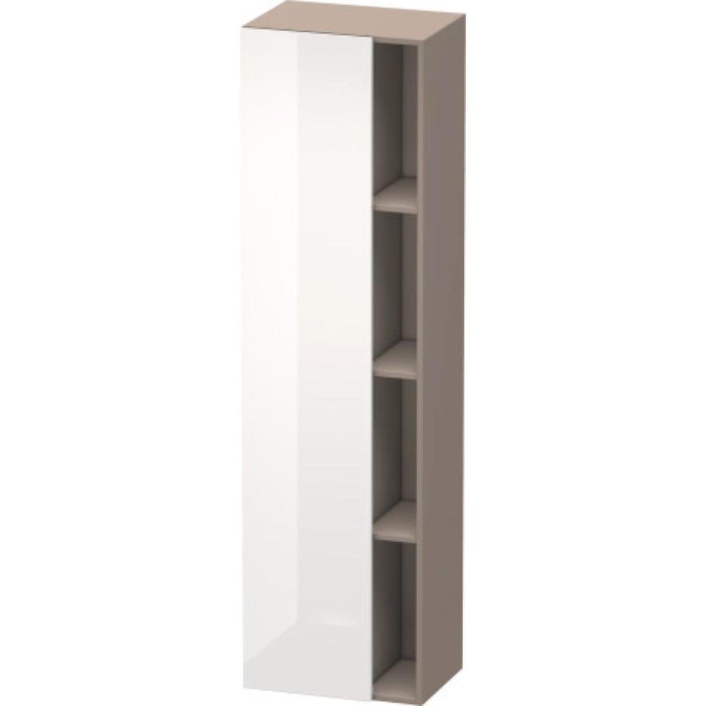 Duravit DuraStyle 20" x 71" x 14" Tall Cabinet With Left Hinge One Door in White High Gloss and Basalt (DS1249L2243)