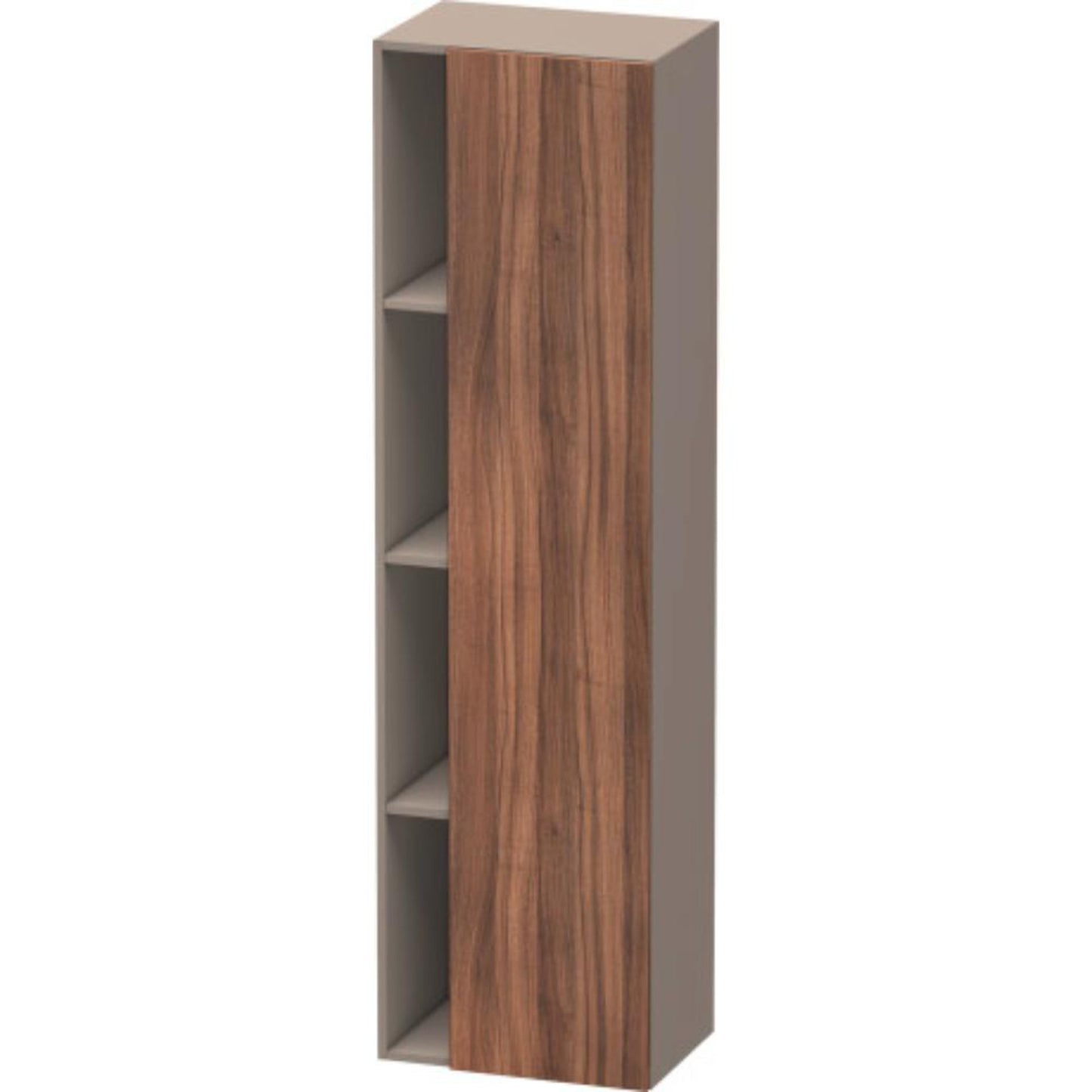 Duravit DuraStyle 20" x 71" x 14" Tall Cabinet With Right Hinge One Door in Natural Walnut and Basalt (DS1249R7943)