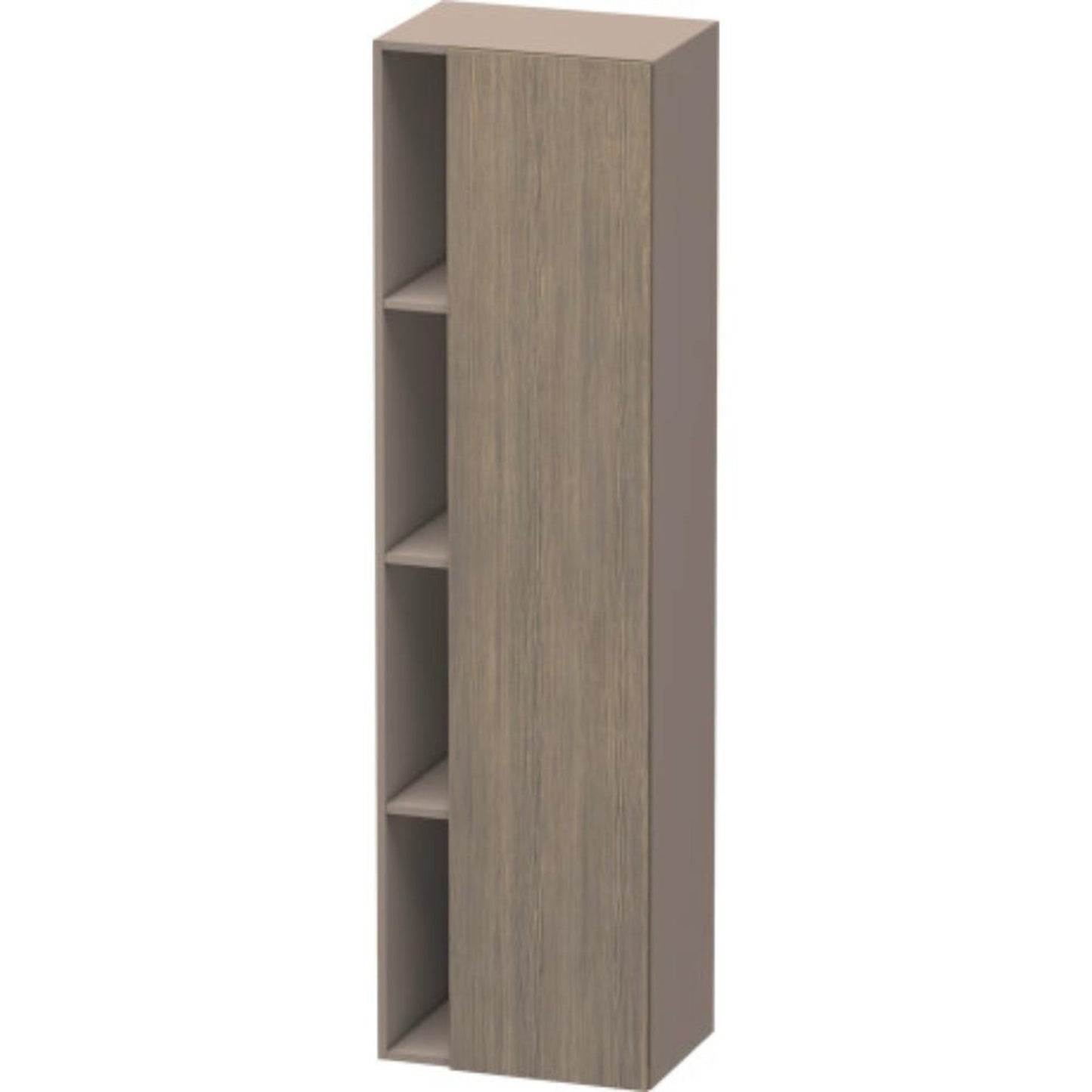 Duravit DuraStyle 20" x 71" x 14" Tall Cabinet With Right Hinge One Door in Oak Terra and Basalt (DS1249R3543)