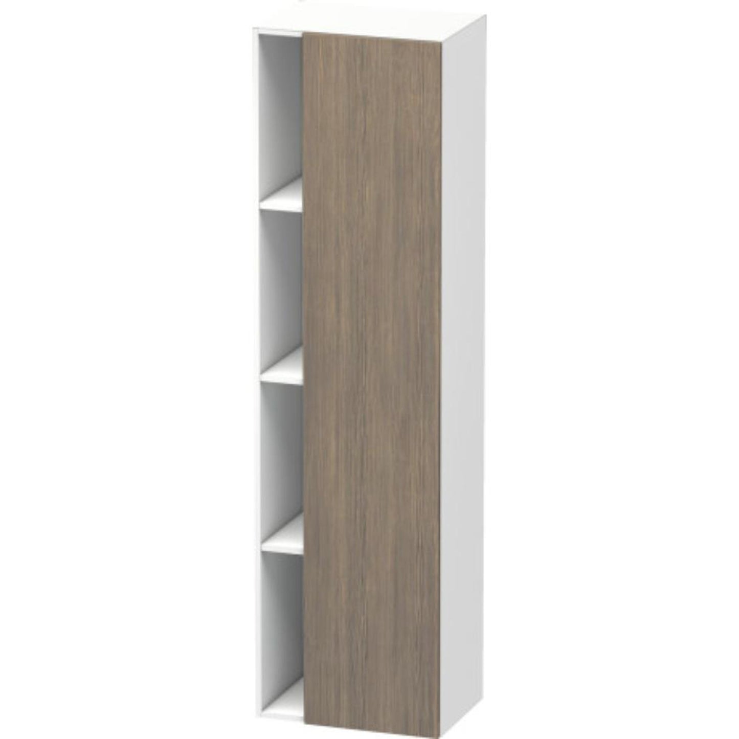 Duravit DuraStyle 20" x 71" x 14" Tall Cabinet With Right Hinge One Door in Oak Terra and White (DS1249R3518)