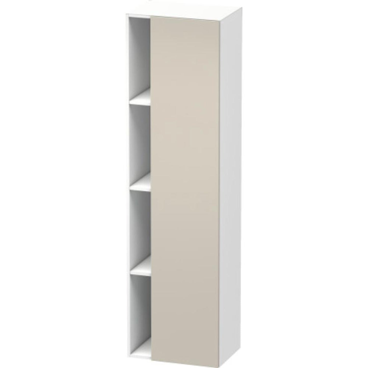 Duravit DuraStyle 20" x 71" x 14" Tall Cabinet With Right Hinge One Door in Taupe and White (DS1249R9118)