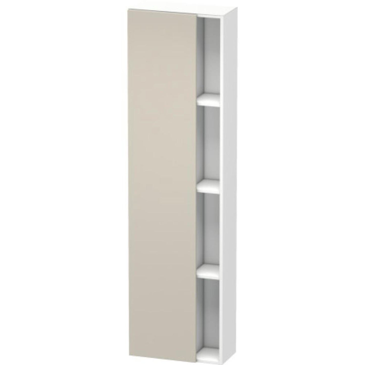 Duravit DuraStyle 20" x 71" x 9" Tall Cabinet With Left Hinge One Door in Taupe and White (DS1248L9118)