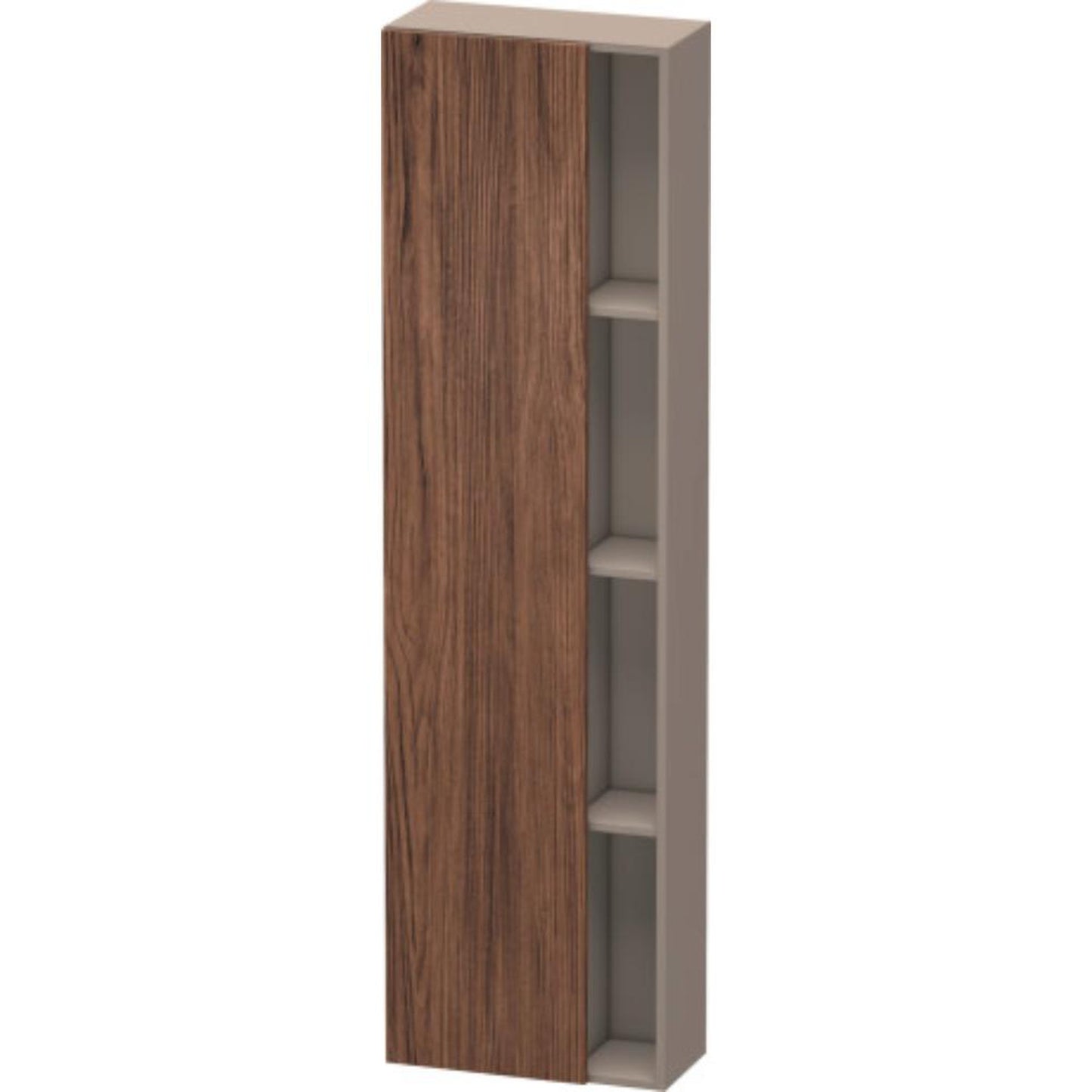 Duravit DuraStyle 20" x 71" x 9" Tall Cabinet With Left Hinge One Door in Walnut Dark and Basalt (DS1248L2143)