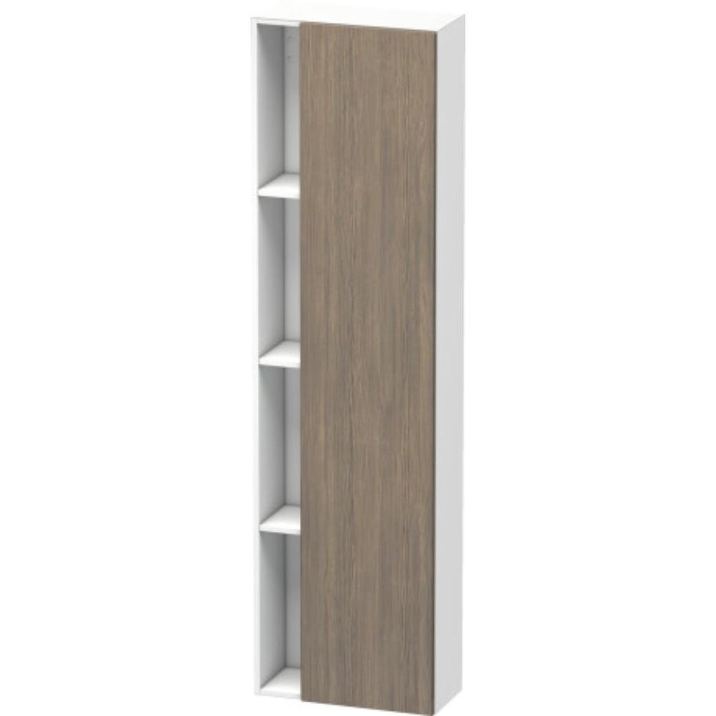 Duravit DuraStyle 20" x 71" x 9" Tall Cabinet With Right Hinge One Door in Oak Terra and White (DS1248R3518)